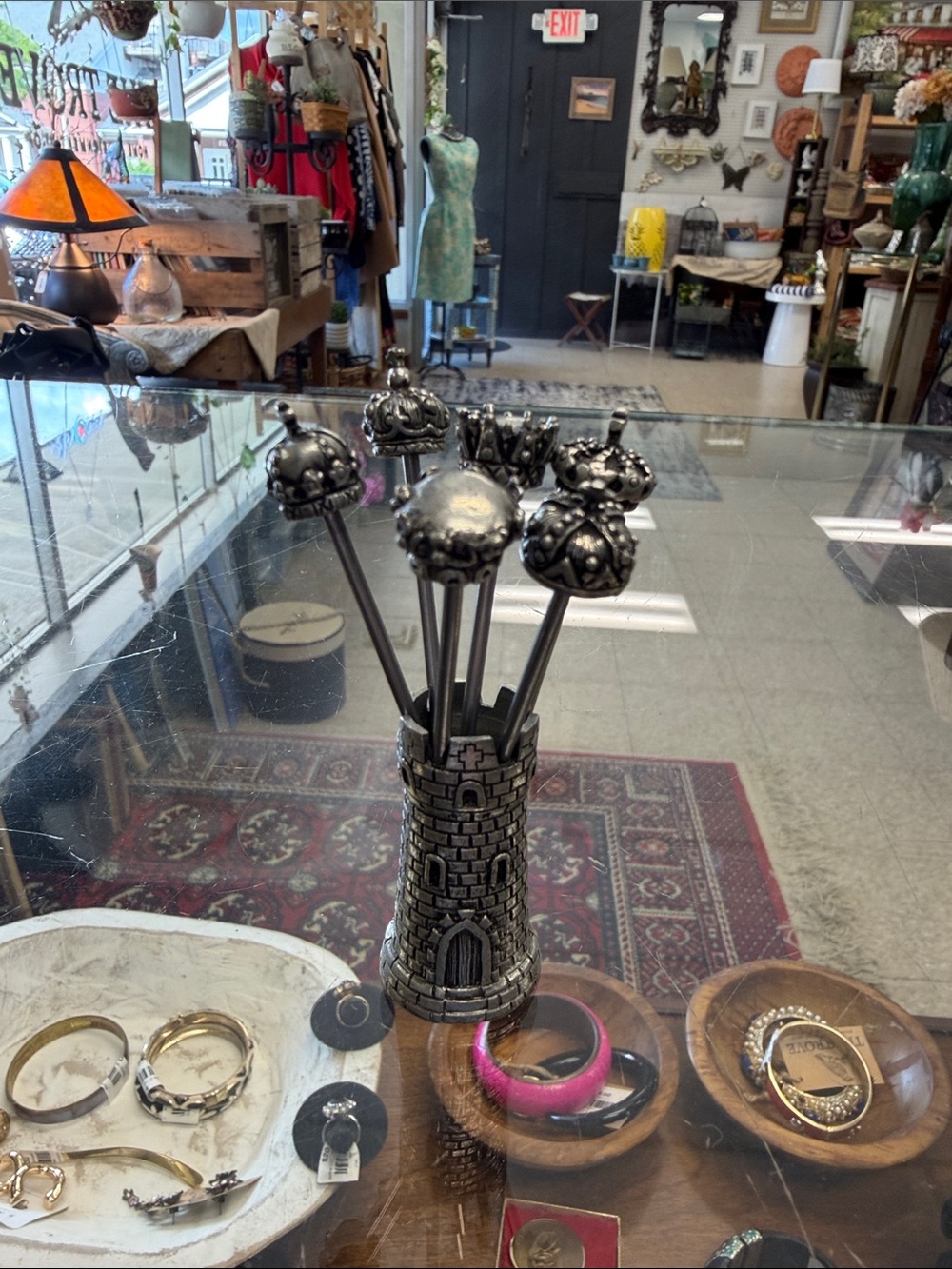 Cast Metal Castle Cocktail Set in Silver Tone